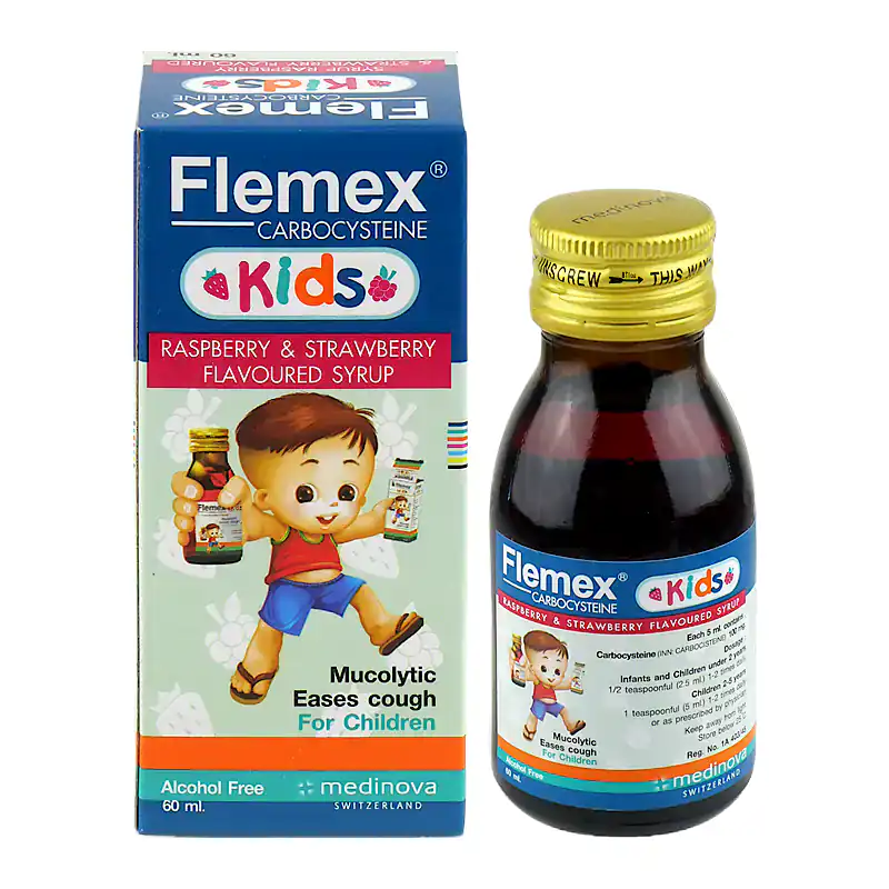 Flemex Raspberry เฟลมเม็กซ์ คิดส์ Flemex kids 100mg 60ml - Radutit9